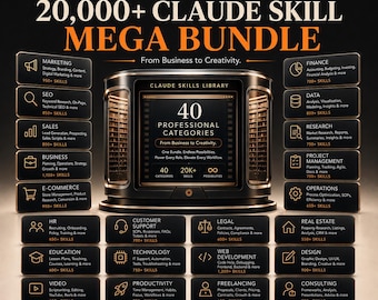 20,000+ Claude Skills Mega Bundle | AI Skill Library, Claude SKILL.md Files, AI Workflows, Business & Productivity, Development, Marketing