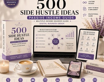 500 Side Hustle Ideas | Passive Income Ideas & Multiple Income Sources Guide, Digital Business eBook, Instant Download | PLR MRR