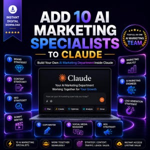 Add 10 AI Marketing Specialists to Claude And Automate Everything | Brand, SEO, Copywriter, Content, Ad, Social Media & Marketing Team Skill