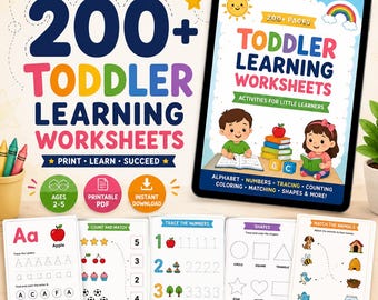 200+ Toddler Learning Worksheets | Preschool Printable Activities, Alphabet, Numbers, Tracing, Counting & Coloring PDF