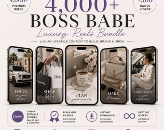 4000+ Boss Babe Luxury Reels Bundle + 500 Bonus Videos | Canva Editable and G Drive Instagram Stories, TikTok & YouTube Shorts + PLR/MRR |