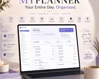 Offline Productivity Planner | Daily Planner, Task Manager, Habit Tracker, Goal Planner, Time Management App No Subscription | PLR MRR