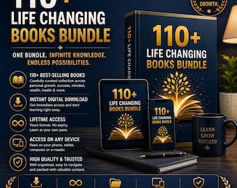 110+ Life Changing Books Bundle | Self Improvement, Personal Finance, Time Management, Sales, Success, Money Mindset Ebooks