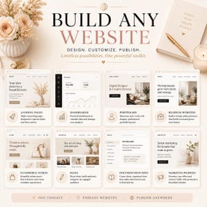 Landing Page Bundle displayed on a laptop showing modern website templates including SaaS, startup, AI, business, eCommerce, portfolio, and dashboard designs built with HTML5, React, Next.js, Bootstrap, Tailwind CSS, Vue, and Angular for web developers and designers.
build any website