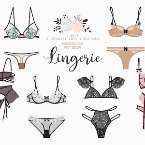 Lingerie Clip Art, Fashion Illustration, Fashion Underwear, Planner Stickers