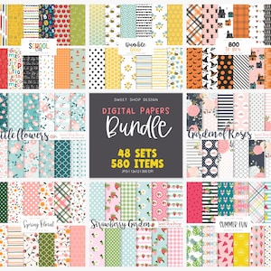 BUNDLE di carte digitali, carte digitali stampabili, modelli digitali, modelli NON SEAMLESS, sfondi