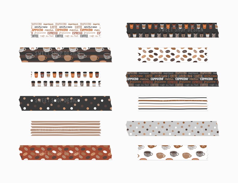 Clipart de cinta washi digital "PERO PRIMERO, CAFÉ", Gráficos para agenda digital, Goodnotes imagen 2