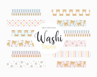 Fita adesiva digital Washi Tape VOLTA ÀS AULAS Coquette, Gráficos para professores e professores para planners digitais, Goodnotes