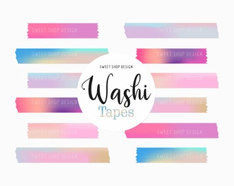 Digital Washi Tape HOLOGRAM, Colorful Graphics For Digital Planner, Goodnotes