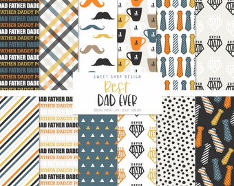 Father's Day, BEST DAD EVER, Backgrounds, Printable Digital Papers