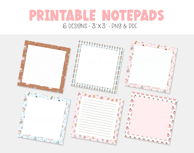 BACK TO SCHOOL, Printable Notepad Template, Retro Design Memo Sheet, to ...