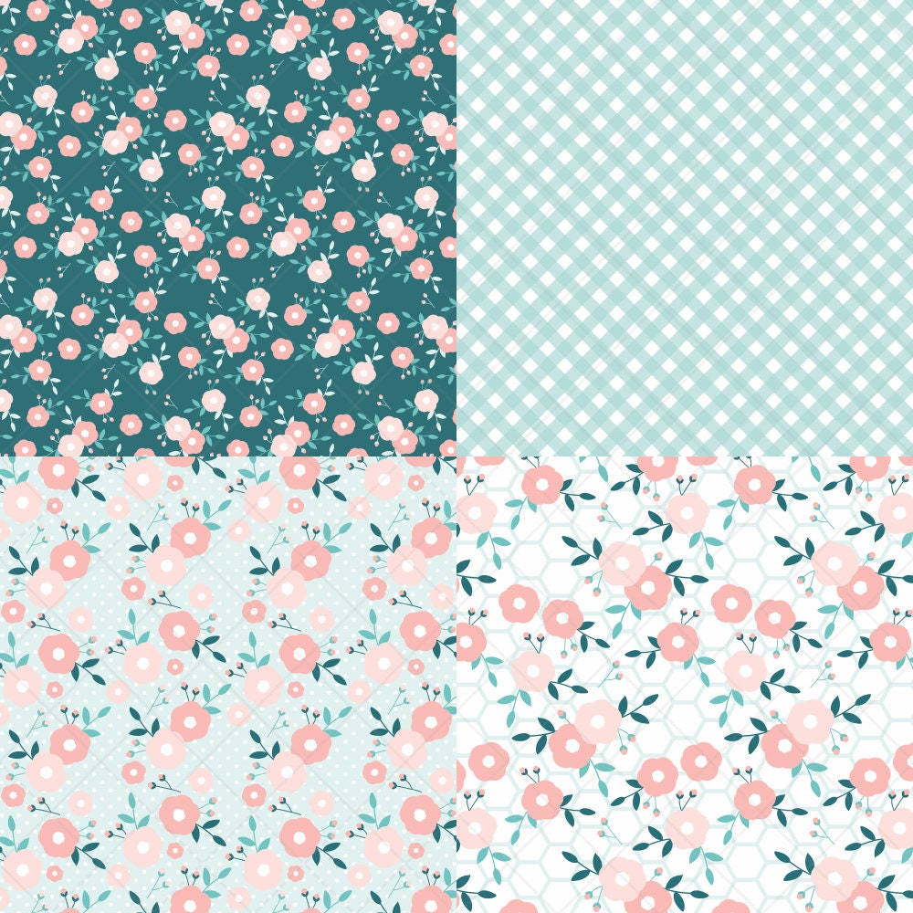 digital paper with printable floral pattern in pastel colors by DigiPopShop