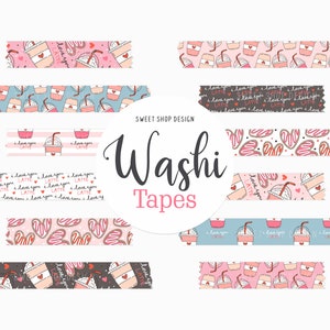 Valentine Latte Washi Tape Clipart: Hearts & Cookies (Digital Download)