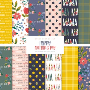 HAPPY MUTTERTAG, Mom Digital Spring Floral Hintergründe, druckbare digitale Papiere