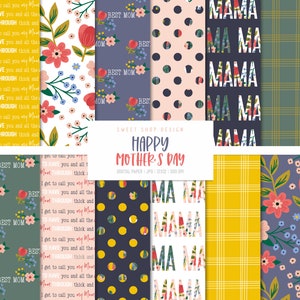 HAPPY MOTHER'S DAY, Mom Digital Spring Floral Backgrounds, Printable Digital Papers