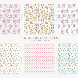 BUNNIES and CHICKS, Bunny Chick Easter Spring Seamless Repeat Pattern ...