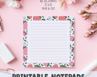 BERRY SWEET, Printable Notepad Template, Retro Design Memo Sheet, To Do List