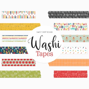 School Life Digital Washi Tape Clipart: Teacher Stationery (Digital Download)