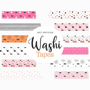 Halloween Washi Tape Clipart: Digital Planner Graphics (PNG, 300 DPI)