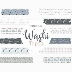 Digital Washi Tape Clipart WINTER DAYS, Christmas Graphics with Snow, Christmas Trees For Digital Planner, Goodnotes