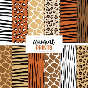 ANIMAL SAFARI PRINTS, Fonds de motifs de peau d'animal, Papier numérique imprimable