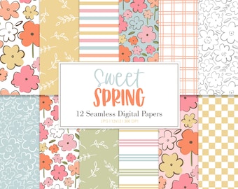 SWEET SPRING, Floral Spring Seamless Repeat Pattern, Backgrounds, Printable Digital Paper