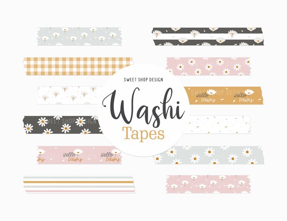 Digital Washi Tape Clipart BOHO FLORAL, Graphics with Floral Stripes  Lattices For Digital Planner, Goodnotes