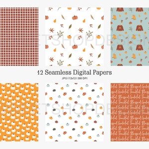 SWEATER WEATHER, Floral Autumn Fall Thanksgiving Seamless Repeat Pattern, Backgrounds, Printable Digital Paper image 3