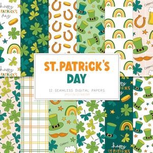 St Patrick&#39;s Day Muster: Kleeblatt, Kleeblatt (Digitales Papier)