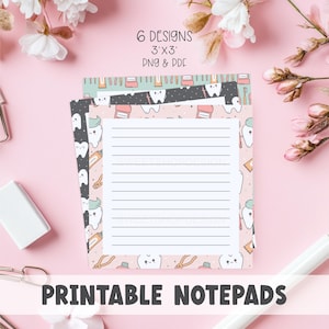 HAPPY TEETH, Printable Notepad Template, Hand Drawn Design Memo Sheet, To Do List