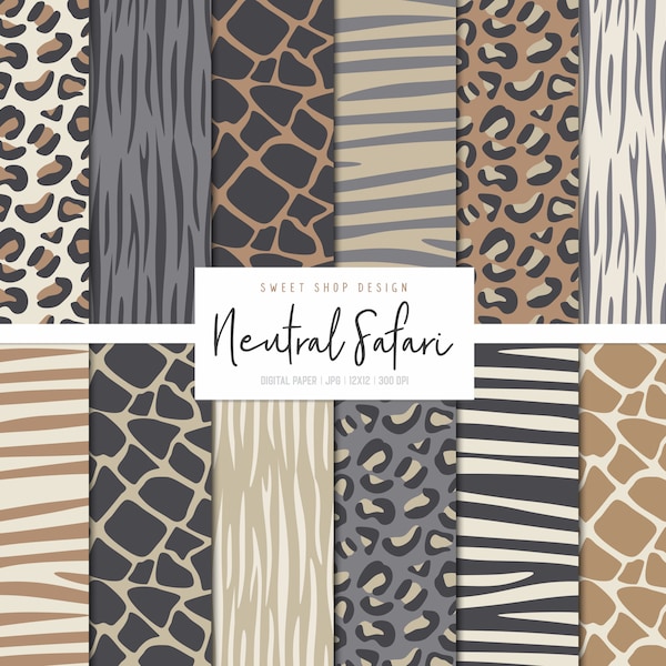 SAFARI NEUTRAL, fondos de estampado de leopardo de piel de jirafa cebra, papel Digital imprimible