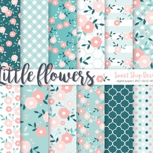 KLEINE BLUMEN, Florale Hintergründe, bedruckbares digitales Papier