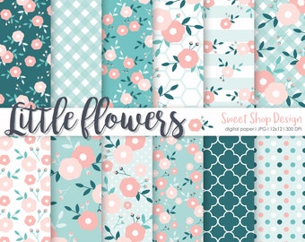 LITTLE FLOWERS, Floral Backgrounds, Printable Digital Paper