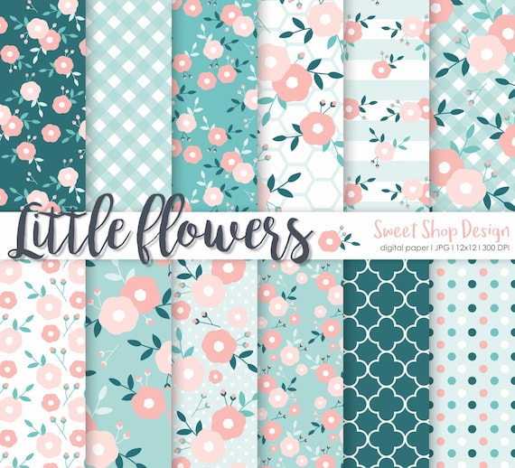 LITTLE FLOWERS, Floral Backgrounds, Printable Digital Paper by Sweet ...