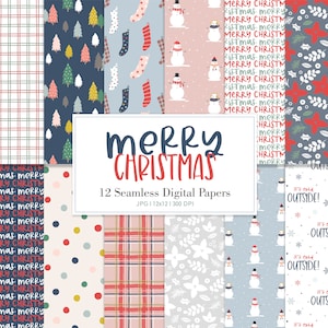 MERRY CHRISTMAS, Weihnachten nahtlose Rapportmuster, Hintergründe, bedruckbares digitales Papier