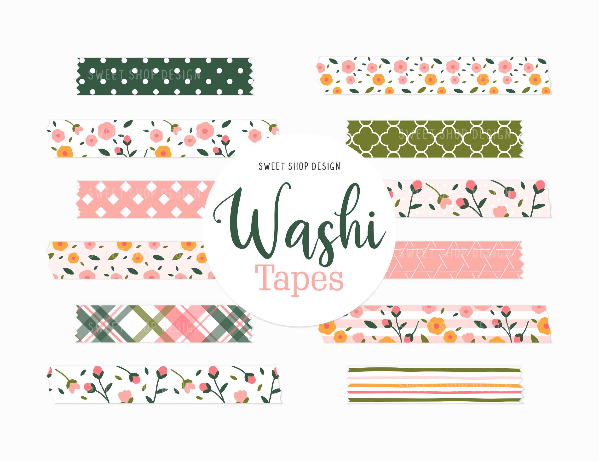 Digital Washi Tape Clipart BOHO FLORAL, Graphics with Floral Stripes  Lattices For Digital Planner, Goodnotes