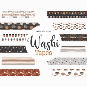 Clipart de cinta washi digital "PERO PRIMERO, CAFÉ", Gráficos para agenda digital, Goodnotes imagen 1