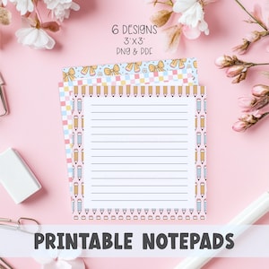 Back To School, Printable Notepad Template, Coquette Retro Design, Memo Sheet, To Do List