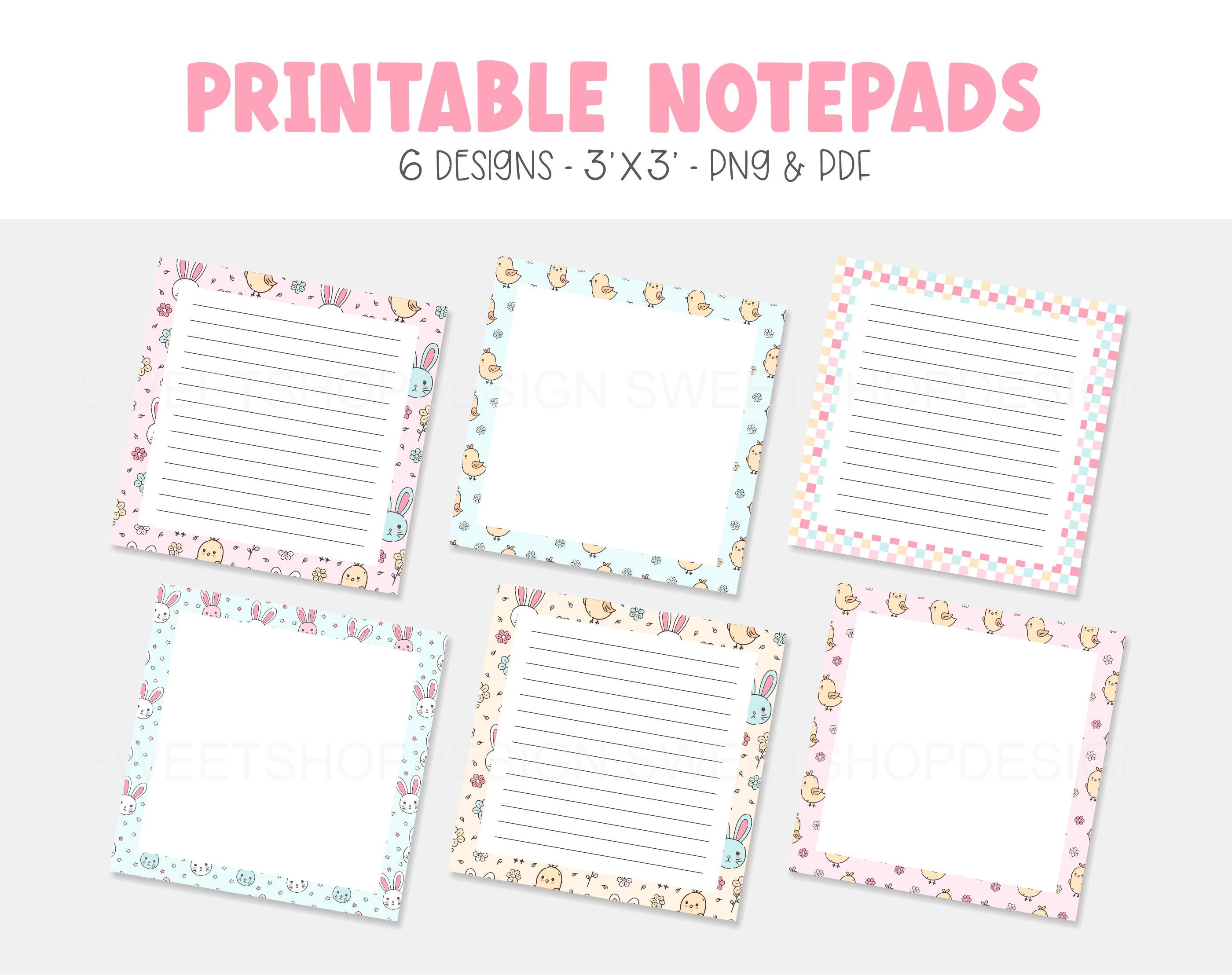 Easter Notepad BUNNIES and CHICKS, Printable Notepad Template, Easter Spring Memo ...