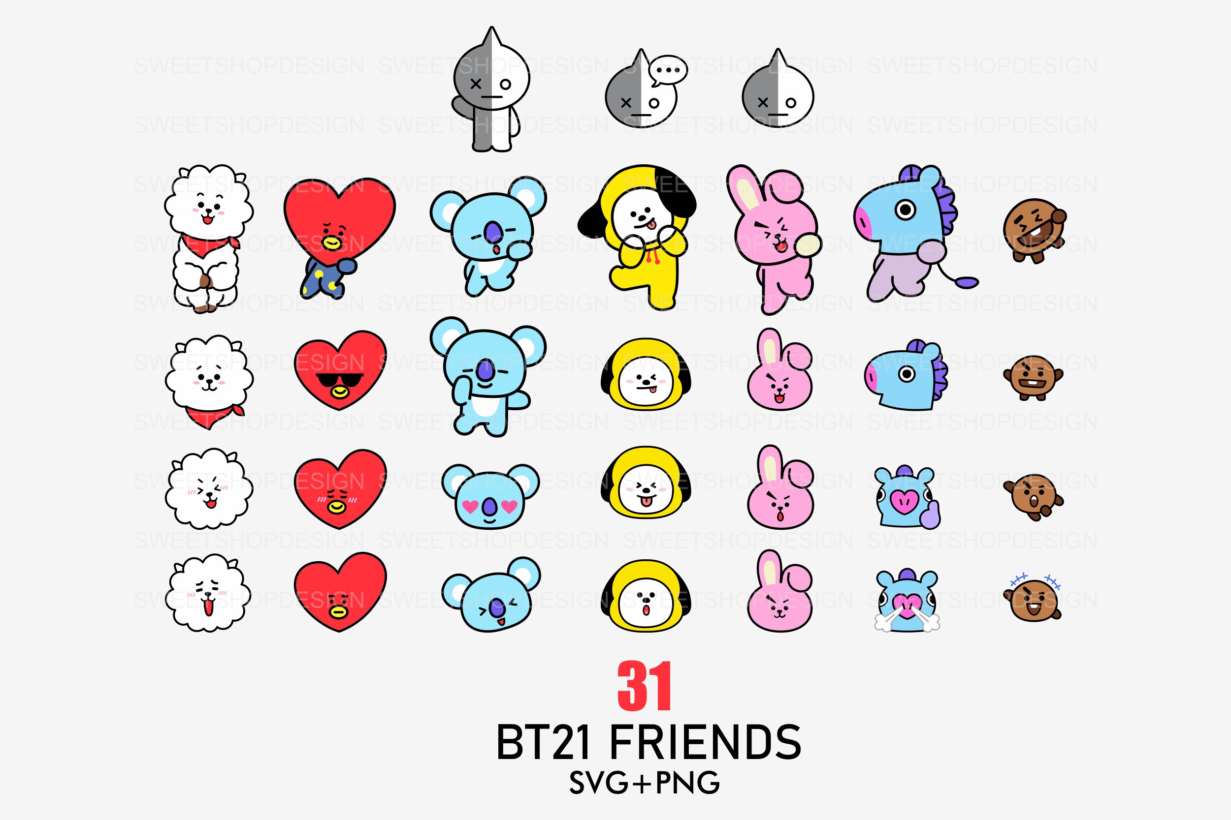BT21 svg BT21 svg Bundle KPop svg Image Cut File Etsy