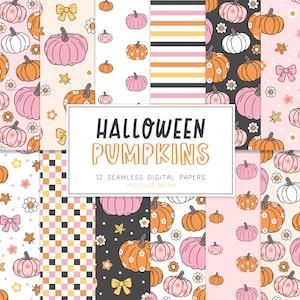 DYNIE HALLOWEEN, Halloweenowy bezszwowy powtarzalny wzór, Retro ręcznie rysowane geometryczne tła, cyfrowy papier do druku