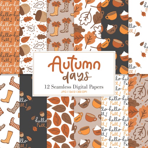 AUTUMN FLORAL Floral Autumn Fall Seamless Repeat Pattern - Etsy
