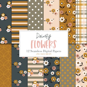 SIERLIJKE BLOEMEN, bloemen bruin naadloze herhaling patroon achtergrond, afdrukbaar digitaal papier