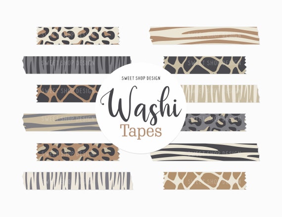 Digital Washi Tape Clipart NEUTRAL SAFARI, Graphics with Animal Prints,  Safari Prints For Digital Planner, Goodnotes