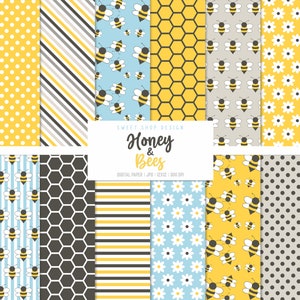 HONEY & BEES, Hintergründe, druckbare Digitale Papiere