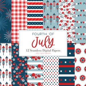 4 juillet, début patriotique de rayures du 4 juillet, motif répété sans couture, arrière-plans, papier numérique imprimable