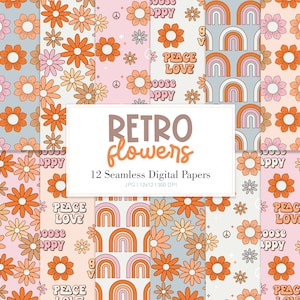 Fleurs rétro, motif marguerite sans couture, fond floral rétro, papier numérique imprimable