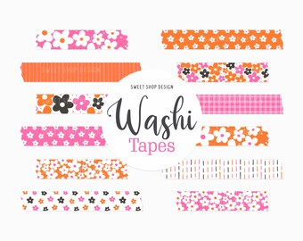 Cyfrowa taśma washi PETAL POP, kwiatowa wiosenna grafika do cyfrowego planera, Goodnotes