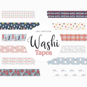 Digital Washi Tape Clipart MERRY CHRISTMAS, Christmas Graphics with Snowmen Stockings For Digital Planner, Goodnotes