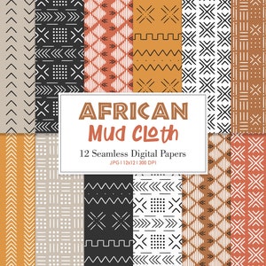 PANNO DI FANGO AFRICANO, Panno di fango africano Modello di ripetizione senza cuciture, Sfondi, Carta digitale stampabile
